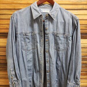 Vintage Marsh Landing Blues Denim Button-Down Shirt Women's/Unisex Size L